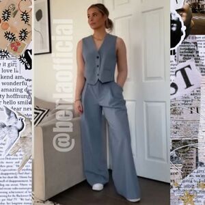 ZARA BLUE BUTTON TAILORED VEST
